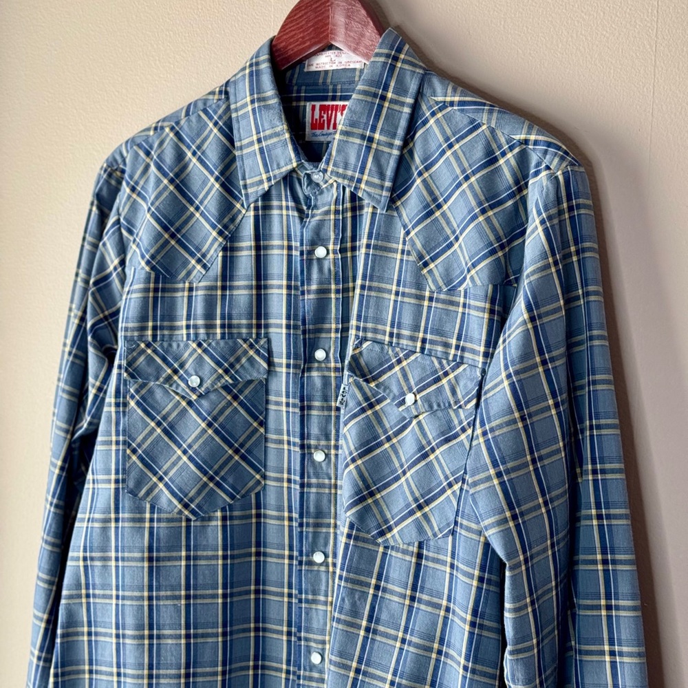 MENS Levi's 70’s Vintage White Pearl Snap Button Shirt